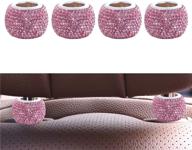 leiwoor 4 pack car headrest collars，car head rest collars rings decor bling crystal diamond for car suv truck interior decoration (pink) logo