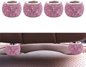 img 4 attached to LEIWOOR 4 Pack Car Headrest Collars，Car Head Rest Collars Rings Decor Bling Crystal Diamond For Car SUV Truck Interior Decoration (Pink)