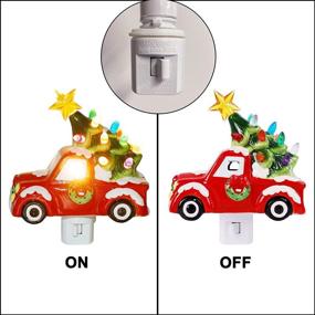 img 1 attached to DR.DUDU Christmas Ceramic Night Light - Festive Red Truck with Christmas Tree, Decorative Xmas Nightlights Featuring Multicolor Lights, Ideal for Home Bedroom Hallway Holiday Decor