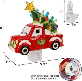 img 2 attached to DR.DUDU Christmas Ceramic Night Light - Festive Red Truck with Christmas Tree, Decorative Xmas Nightlights Featuring Multicolor Lights, Ideal for Home Bedroom Hallway Holiday Decor