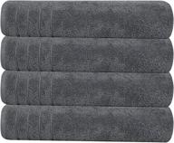 🔲 tens towels large bath towels, 100% cotton, 30 x 60 inches, extra absorbent & quick dry, perfect for daily use, pack of 4, dark grey logo
