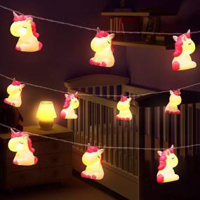 img 4 attached to 🦄 Cute Animal Pink Unicorn LED String Lights for Holiday Décor, Wall Windows, Trees - Perfect Lighting for Parties, Gardens, Kids Bedrooms, Living Rooms, Dorms