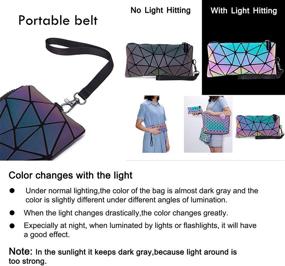 img 2 attached to 👜 HLM 3PCSset Women's Handbags & Wallets: Holographic Geometric Luminous Crossbody Totes