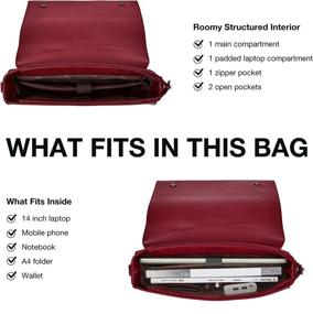 img 3 attached to Stylish Red ECOSUSI Briefcase: Practical Vegan Leather Laptop Bag for Women with Crossbody Messenger Design - Fits 14 Inches Laptop, Ideal for School and Work