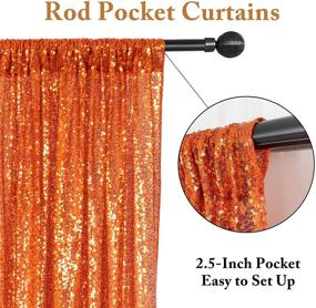 img 1 attached to 🧡 Vibrant Orange Sequin Backdrop Curtain Set - 2FTx7FT, 2 Pack - Ideal for Christmas Photography and Video Studio Props