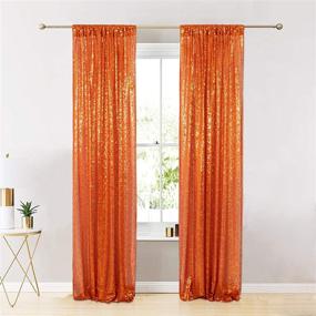 img 2 attached to 🧡 Vibrant Orange Sequin Backdrop Curtain Set - 2FTx7FT, 2 Pack - Ideal for Christmas Photography and Video Studio Props