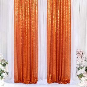 img 3 attached to 🧡 Vibrant Orange Sequin Backdrop Curtain Set - 2FTx7FT, 2 Pack - Ideal for Christmas Photography and Video Studio Props