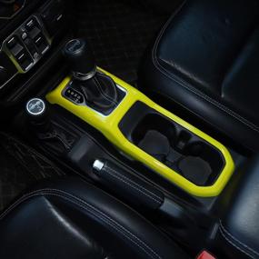 img 3 attached to Car Interior Gear Shift Cup Holder Panel Trim Cover Decoration Frame For Jeep Wrangler JL JLU Gladiator JT 2018-2021 (Yellow)