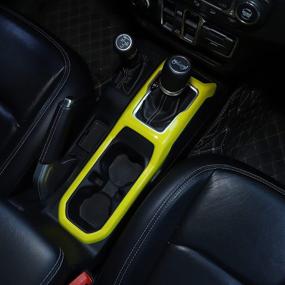 img 2 attached to Car Interior Gear Shift Cup Holder Panel Trim Cover Decoration Frame For Jeep Wrangler JL JLU Gladiator JT 2018-2021 (Yellow)