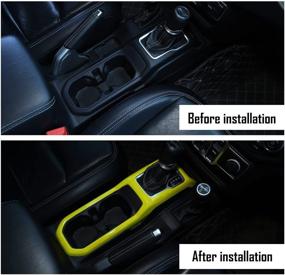 img 1 attached to Car Interior Gear Shift Cup Holder Panel Trim Cover Decoration Frame For Jeep Wrangler JL JLU Gladiator JT 2018-2021 (Yellow)