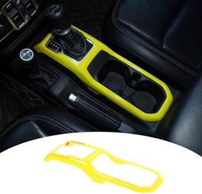 img 4 attached to Car Interior Gear Shift Cup Holder Panel Trim Cover Decoration Frame For Jeep Wrangler JL JLU Gladiator JT 2018-2021 (Yellow)