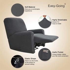 img 2 attached to 🛋️ Stretch Recliner Sofa Slipcover - Soft Jacquard Furniture Protector with Elastic Bottom - Dark Gray, 4-Piece Sofa Cover (Easy-Going)