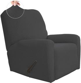 img 4 attached to 🛋️ Stretch Recliner Sofa Slipcover - Soft Jacquard Furniture Protector with Elastic Bottom - Dark Gray, 4-Piece Sofa Cover (Easy-Going)