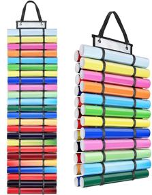 img 4 attached to 📦 WNATN Vinyl Roll Holder - Vinyl Storage Organizer with 24 Compartments - Hanging Storage Rack for Craft Vinyl (Gray, Pack of 1)