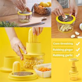 img 3 attached to 🌽 Quick and Mess-Free Corn Stripping with the OLEKURT Corn Stripper - 4 in 1 Stainless Steel Tool with Bowl for Effortless Ginger Grating, Carrot and Potato Planing - Seamless Design, No Splatters, Enhanced Durability