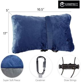 img 1 attached to 🔵 Компактная подушка для путешествий - распушенная пена с памятью и супермягкая флисовая ткань для максимального комфорта в путешествиях - патентованный дизайн для скручивания и упаковки в маленьком размере (синий)