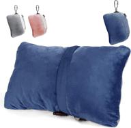 🔵 компактная подушка для путешествий - распушенная пена с памятью и супермягкая флисовая ткань для максимального комфорта в путешествиях - патентованный дизайн для скручивания и упаковки в маленьком размере (синий) логотип