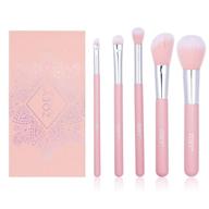 🎨 affordable beginner's makeup brushes set: 5 pcs premium synthetic brushes with travel bag - foundation, eyeshadow, concealer & blending brushes logo