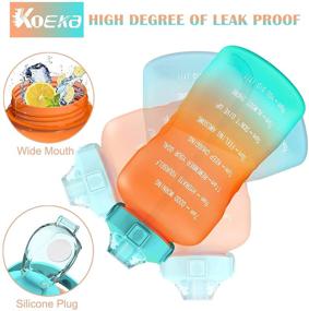 img 1 attached to Stay Hydrated and Motivated with the Koeka 1 Gallon/128oz Orange+Green Water Bottle, Time Marker, Straw, and Leakproof Design - Perfect for Gym and Fitness Enthusiasts!