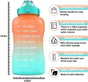 img 3 attached to Stay Hydrated and Motivated with the Koeka 1 Gallon/128oz Orange+Green Water Bottle, Time Marker, Straw, and Leakproof Design - Perfect for Gym and Fitness Enthusiasts!