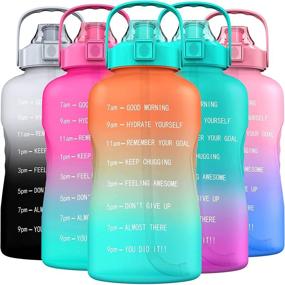 img 4 attached to Stay Hydrated and Motivated with the Koeka 1 Gallon/128oz Orange+Green Water Bottle, Time Marker, Straw, and Leakproof Design - Perfect for Gym and Fitness Enthusiasts!