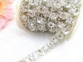 img 1 attached to 💎 1 Yard 2 Rows 2.5mm Clear Crystal Rhinestone Silver Chain - Sew On Rhinestone Wedding Cake Decoration - AEAOA Costume Applique