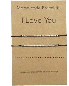 img 4 attached to 📿 Morse Code Bracelets "Zling I Love You" - Couple Matching Bracelets for Him and Her, Boyfriend and Girlfriend, Mother and Daughter - Set of 2 Bracelets