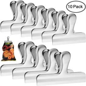 img 3 attached to 🔒 DanziX 10 Pack Stainless Steel Chip Bag Clips - 3 inch & 4 inch Width, Durable Paper Seal Grip for Coffee, Food, Bread Bags - Kitchen Home Usage, 6 Small & 4 Large - Silver