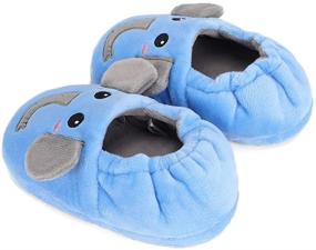 img 1 attached to Cute Cartoon Winter Slippers for Girls & Boys: LACOFIA Warm Plush Little Kids House Shoes