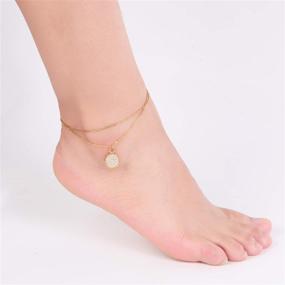 img 1 attached to Ankle Bracelets Women Girls Imitation Zirconia Charm Stainless