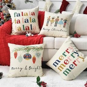 img 2 attached to AVOIN Colorlife Merry Christmas Nutcracker Throw Pillow Covers Set - 18x18 Inch Winter Holiday Party Cushion Case Decoration for Sofa Couch (Pack of 4)