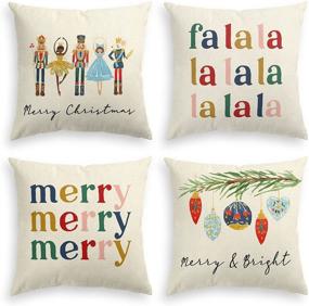 img 4 attached to AVOIN Colorlife Merry Christmas Nutcracker Throw Pillow Covers Set - 18x18 Inch Winter Holiday Party Cushion Case Decoration for Sofa Couch (Pack of 4)