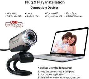 img 1 attached to 📷 1080p USB 2.0 HD Pro Widescreen Webcam with Built-in Microphone and Flex Stand - Ideal for Windows PC, Laptops, and Apple OS X