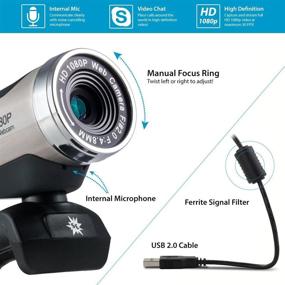 img 2 attached to 📷 1080p USB 2.0 HD Pro Widescreen Webcam with Built-in Microphone and Flex Stand - Ideal for Windows PC, Laptops, and Apple OS X