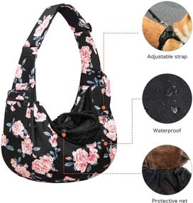 img 3 attached to 🐶 MOSISO Pet Dog Carrier Sling Bag, Cat Carrier Rose Tote Pouch Bag - Hands-Free, Adjustable Strap, Soft Carrying Pocket - Ideal Puppy Travel Shoulder Bag for Outdoor Travelling - Black