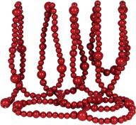 🎄 one holiday way: 9-foot long rustic dark red wood bead garland - assorted sizes christmas tree decoration for shabby chic farmhouse home decor логотип