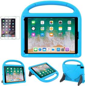 img 4 attached to 📱 MOXOTEK Kids Case - iPad 9.7 2018/2017 / Air 1/2 / Pro 9.7 - Durable Shockproof Protective Handle Stand Bumper Cover with Screen Protector - Apple 9.7 inch 5th/6th Generation - Blue