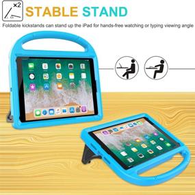 img 2 attached to 📱 MOXOTEK Kids Case - iPad 9.7 2018/2017 / Air 1/2 / Pro 9.7 - Durable Shockproof Protective Handle Stand Bumper Cover with Screen Protector - Apple 9.7 inch 5th/6th Generation - Blue