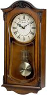 bulova wooden chiming clock c3542 cranbrook wall mount - brown, analog logo