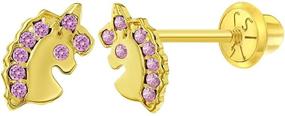 img 4 attached to 🦄 Enchanting Zirconia Unicorn Earrings: Adorable Jewelry for Infants and Toddler Girls