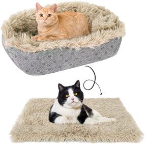 img 4 attached to SCENEREAL 2-in-1 Self-Warming Cat Bed Mat for Small Cats and Dogs - Soft Plush Mat 🐶 with Non-Slip Bottom, Washable Pet Mat for Cozy Autumn and Winter Indoor Snooze Sleeping for Kittens and Puppies