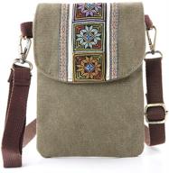 👜 vintage armygreen embroidered crossbody wristlet: women's handbags & wallets in crossbody bags logo