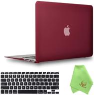 🍷 affordable ueswill macbook air 13 inch case - wine red with black keyboard cover and microfiber cloth logo