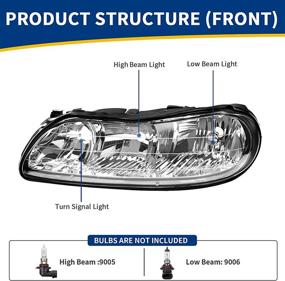 img 3 attached to 🚘 Quality Headlight Assembly for 1997-2003 Chevy Malibu & 1997-1999 Oldsmobile Cutlass