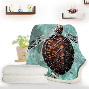 img 1 attached to 🐢 ARIGHTEX Turtle Blankets - Adult Women Men Turtle Fleece Throws, Sea Turtle Sherpa Blanket, Soft Plush Twin Size Green Turquoise Fuzzy Blanket, Turtle Gifts (60"x80")