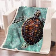 🐢 arightex turtle blankets - adult women men turtle fleece throws, sea turtle sherpa blanket, soft plush twin size green turquoise fuzzy blanket, turtle gifts (60"x80") logo