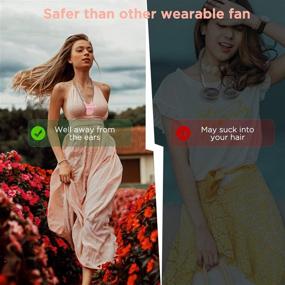 img 3 attached to 🌬️ OUTXE 3350mAh Necklace Fan with Light - Mini Portable USB Personal Fan, 108° Rotating, 3 Setting Cooling, Folding Electric Fan