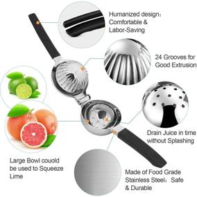 img 2 attached to Stainless Steel Lemon Squeezer with Zester Peeler - Large Bowl Manual Citrus Press Juicer Handheld Lemon Lime Squeezer Tool