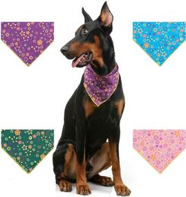 img 1 attached to 🐶 Odi Style Dog Bandana Girl - 4 Pack Silky, Soft Puppy Dog Bandanas for Stylish Floral Accessories, Scarf, Handkerchief, Bibs for Small Medium Large Dogs, Cats, Puppies & Pets