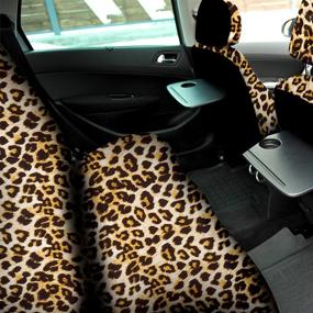 img 3 attached to Car Accessory Set - 10-Piece Bundle with Front Seat Covers, Rear Bench Seat Cover, Backrest Cover, Headrest Covers, Steering Wheel Cover, Seat Belt Shoulder Pad Covers - Leopard Design